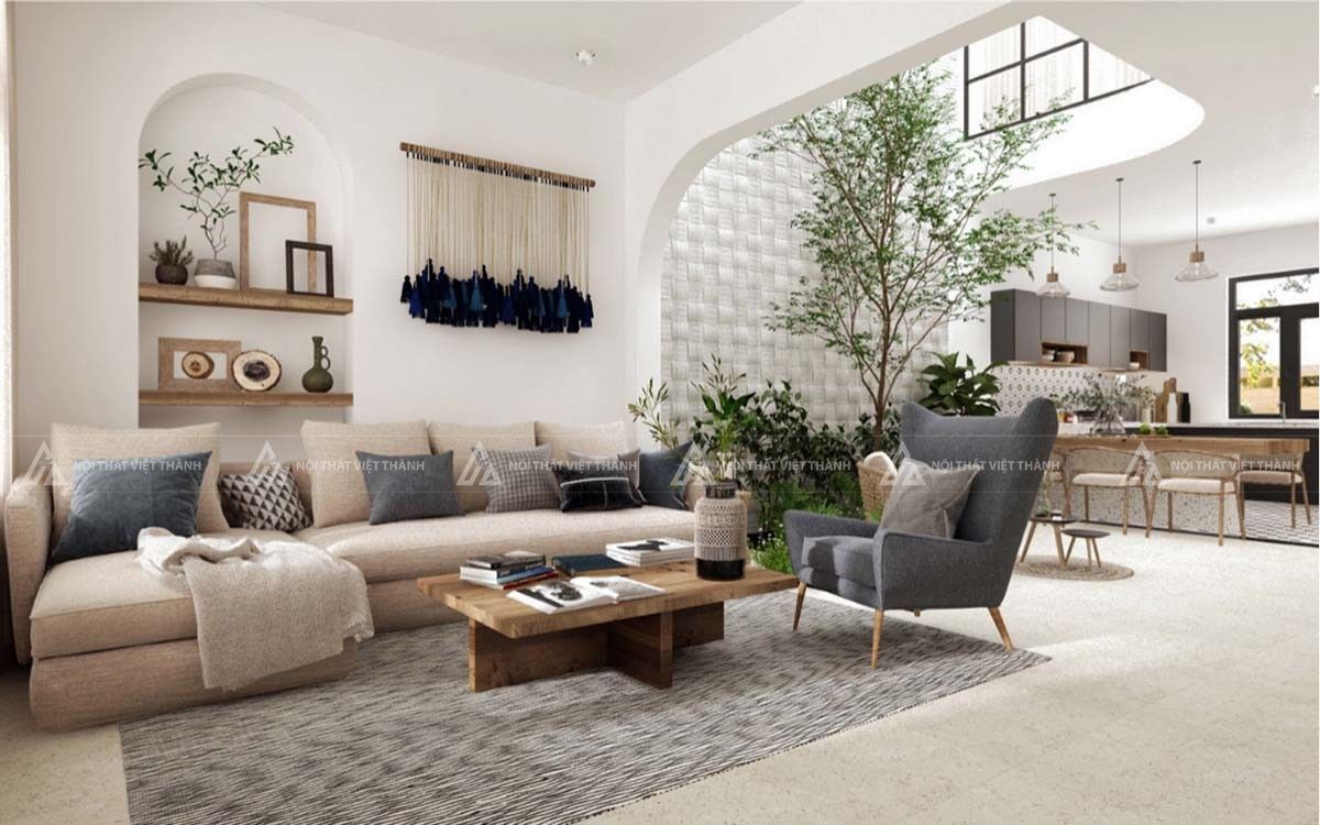 Nội thất nhà cấp 4 phong cách Địa Trung Hải hiện đại
