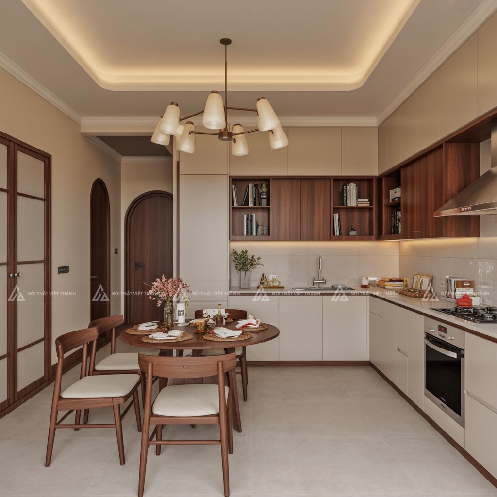 Thiết kế khu vực ăn uống đồng bộ với bếp