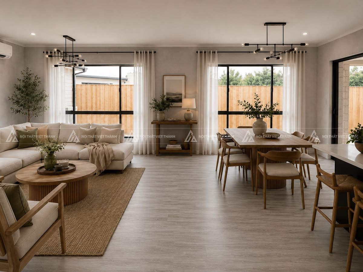 Nội thất nhà cấp 4 50m2 thiết kế đồng bộ