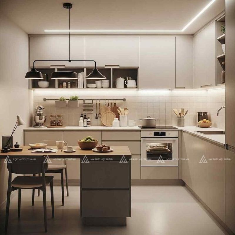 Nội thất phòng bếp chung cư căn hộ đa năng tiện lợi