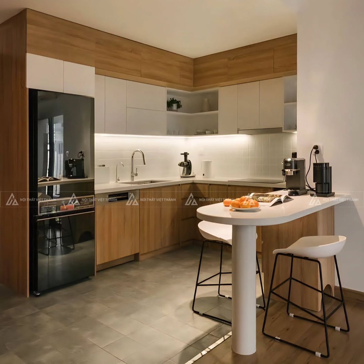 Thiết kế nội thất phòng bếp chung cư căn hộ đẹp tối ưu diện tích