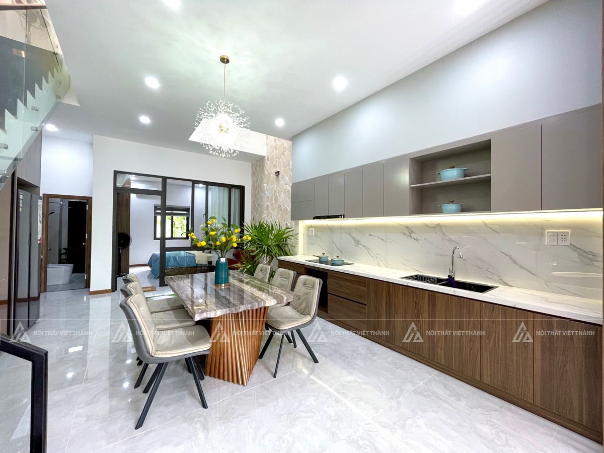 Nội thất phòng bếp gỗ công nghiệp tiện nghi tối ưu