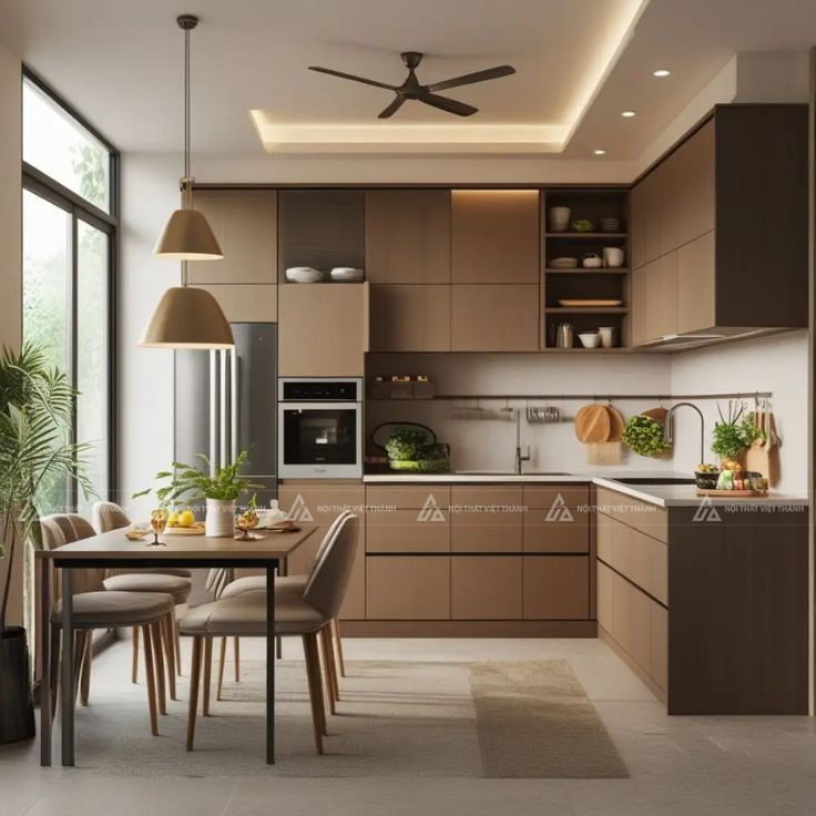 Thiết kế nội thất phòng bếp gỗ công nghiệp hiện đại dẫn đầu xu hướng